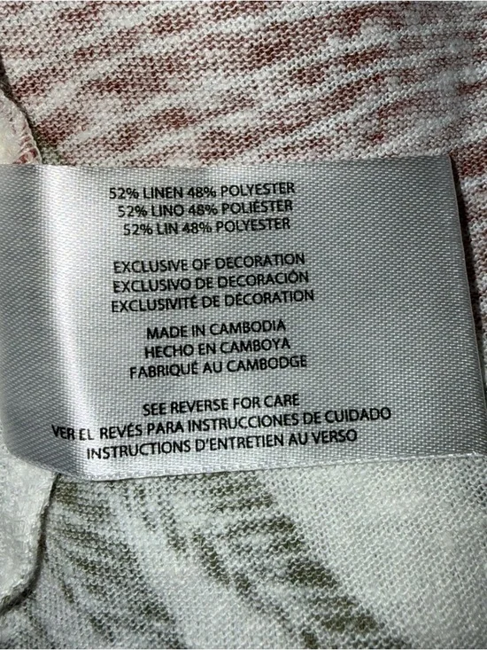 Orvis Short-Sleeve Linen Blend Scoop Neck Top with Leaf Print - Picture 6 of 6